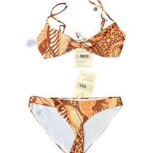 NWT Mara Hoffman Brown and Tan Bikini Set Size XS